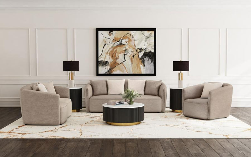 Townsend - Chenille Upholstered Rolled Arm Loveseat - Latte
