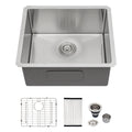 21" Undermount Stainless Steel Kitchen Sink With Brushed Nickel Finish, 16 Gauge T304, 10" Deep Single Bowl Basin