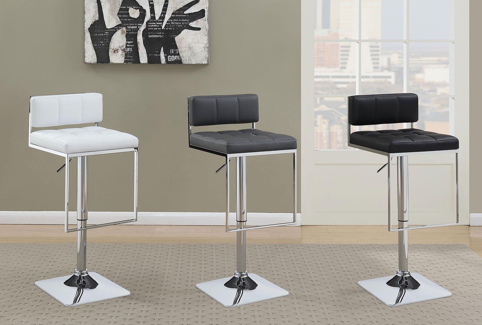 Alameda Adjustable Bar Stool Chrome and Black - Atlantic Fine Furniture Melbourne FL