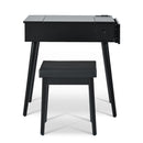 Makeup Vanity Desk With Flip Top Mirror And LED Light, Dressing Table With Charging Station, 2 Drawers And Fold Up Panel, Vanity Set With Cushioned Stool For Bedroom - Black