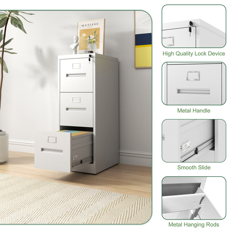 Premium Drawer File Cabinet With Lock, Metal Vertical Design, A4 Legal / Letter Size