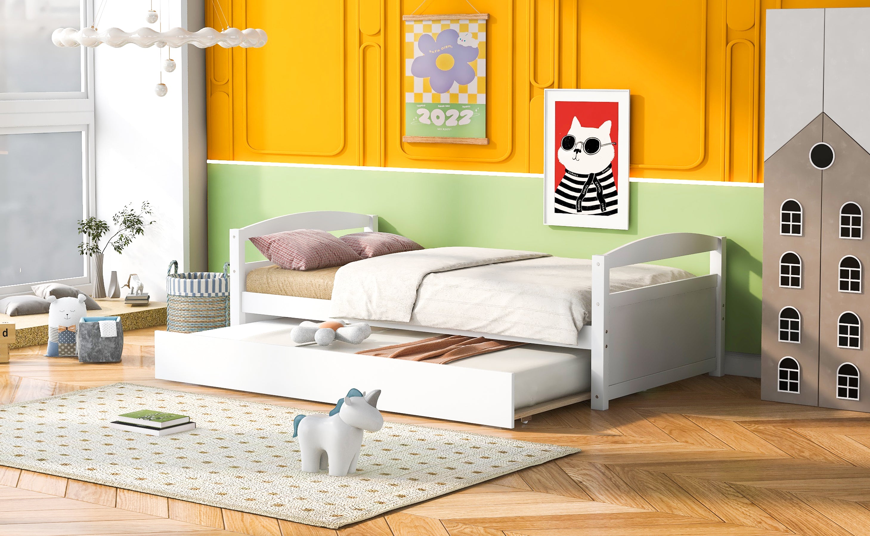 Twin Size Daybed with Trundle, White - Atlantic Fine Furniture Melbourne FL