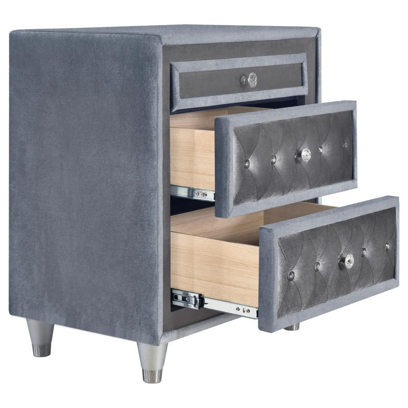 Antonella - Upholstered 3-Drawer Nightstand