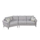 Upholstered 3 Seater Curved Sofa With Printed Pillows Chenille