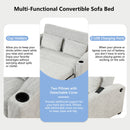 Pull Out Loveseat Sofa With Adjsutable Backrest, 2 Pillows, Cup Holders, USB Ports For Living Room