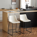 Vintage Style Armless Industrial Counter Stool With Metal Legs And Footrest For Kitchen Island, Cafe, Pub, Bar Counter (Set of 2) - Cream / Black