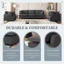 Living Room Set Modular Sectional Couch, Upholstered Sofa & Armchair & Movable Ottoman