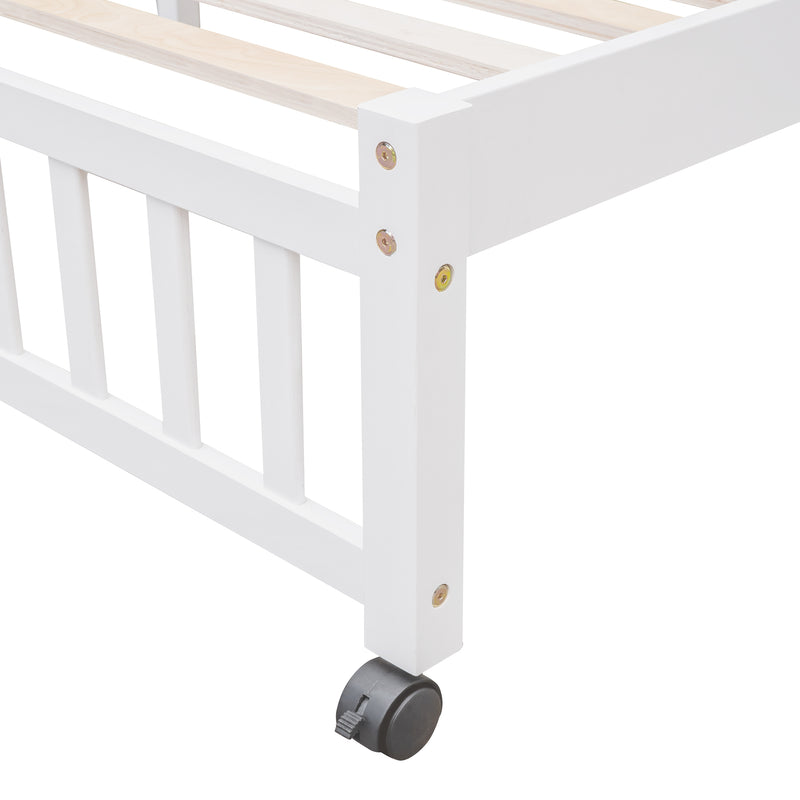 Wooden Twin Over Full Bunk Bed With Six Drawers And Flexible Shelves,Bottom Bed With Wheels,White(OLD SKU:LP000531AAK)