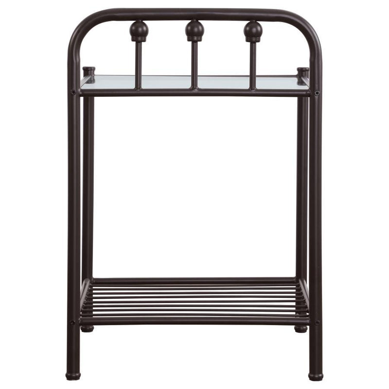 Livingston - Metal 1-Shelf Nightstand - Dark Bronze