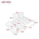 Full Bed with Bookcase,Twin Trundle,Drawers,Grey