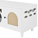 Furniture Style Cat Cabinet Cat Litter Box With Sisal Scratching Door - Cream White