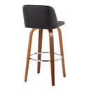 Toriano - Mid Century Modern Fixed Height, Barstool With Swivel With Round Footrest (Set of 2)