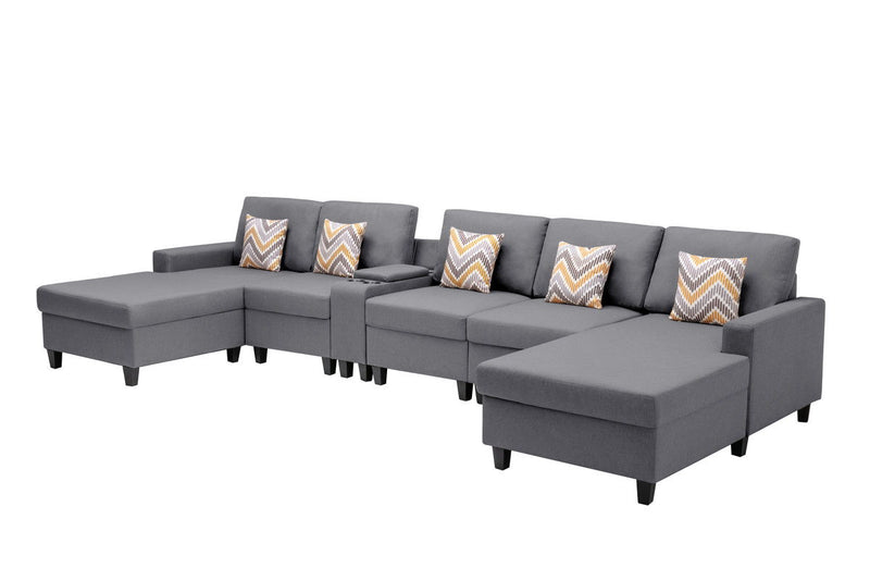 Nolan - Fabric 6 Piece Sectional Sofa With Pillows And Interchangeable Legs