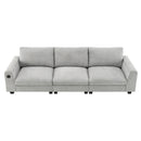 Sectional With Bluetooth Speaker Comfy Cloud Couch Set With Drop Down Table Cup Holders, USB Charger Storage Armrest Wide Seat Sofa
