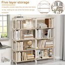 5 Tier Industrial Bookshelf, Tall Bookcase With Open Design, Vintage Storage Organizer