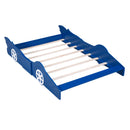 Full Size Race Car-Shaped Platform Bed with Wheels,Blue