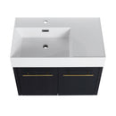 Modern Wall Mounted Bathroom Vanity With Resin Sink And Storage Rack