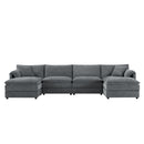 Modular Sectional With Deep And Wide Seat, Cloud Couch Set With Double Cushions Sofa With Movable Ottoman