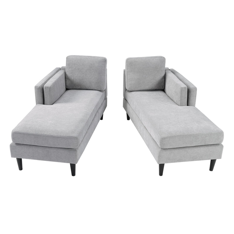 Modern Chaise Lounge With Dual Layer Armrests