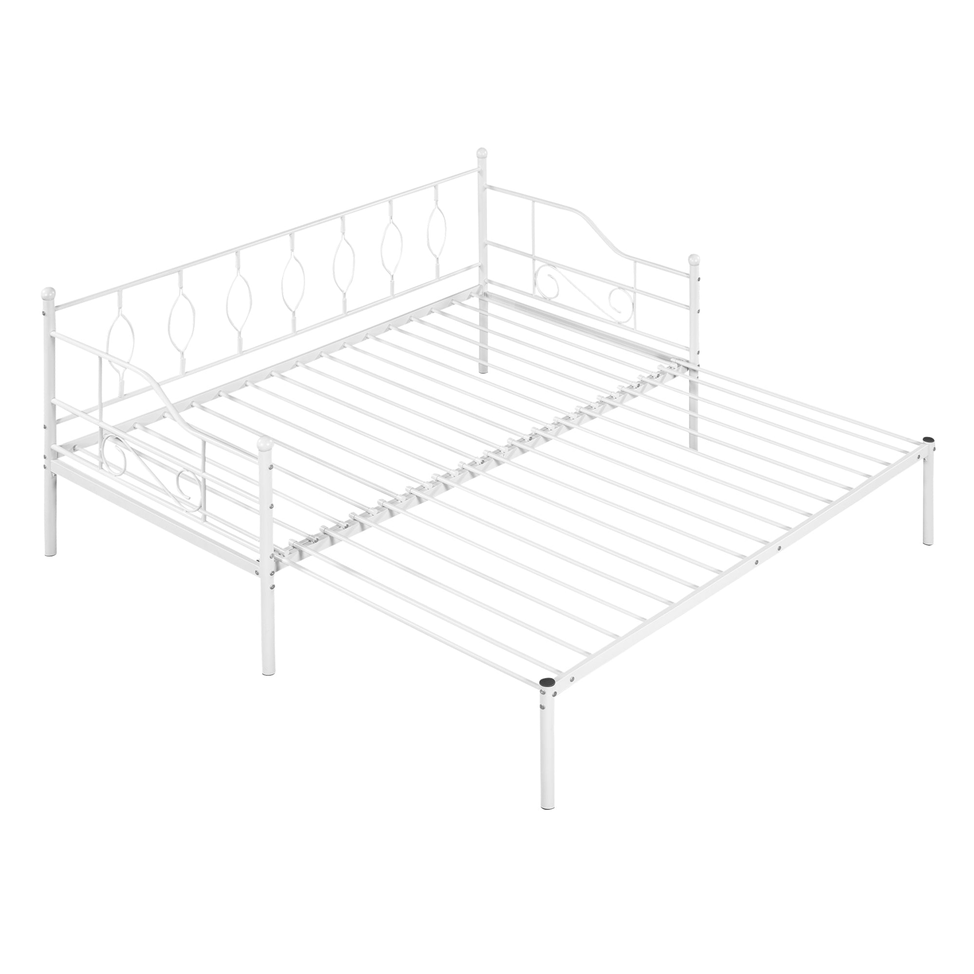 Twin Size Metal Daybed with Trundle, Daybed with Slat No Box required White - Atlantic Fine Furniture Melbourne FL