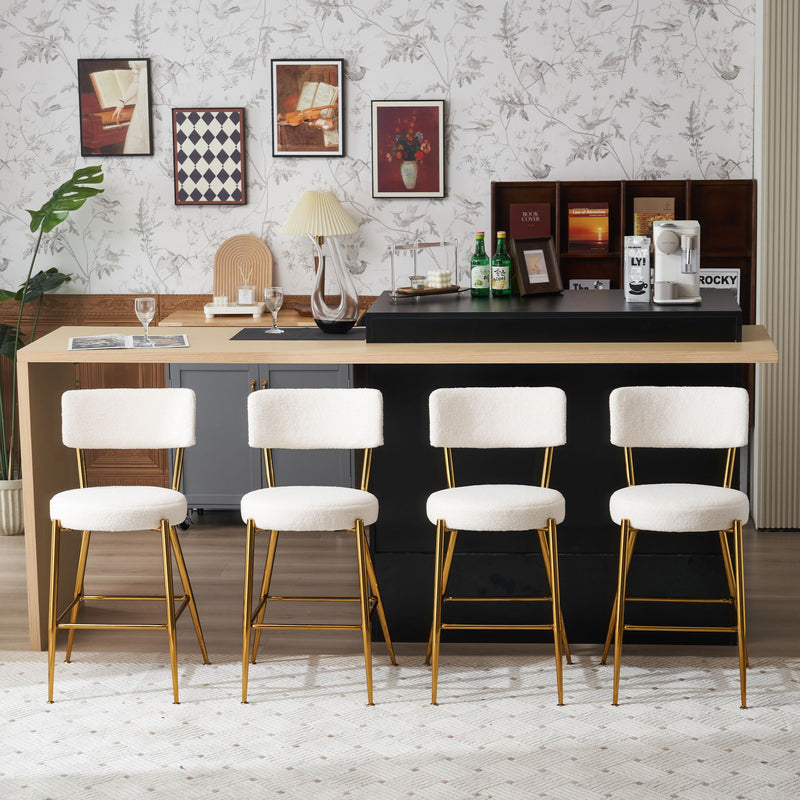 Modern Teddy Fabric Upholstered Bar Stools