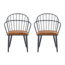 Industrial Inspired Upholstered Dining Chair Set With Metal Legs (Set of 2) - Brown