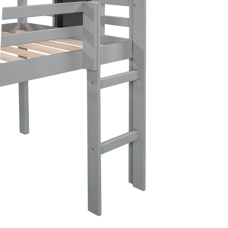 Loft Bed With Slide, Stair And Chalkboard
