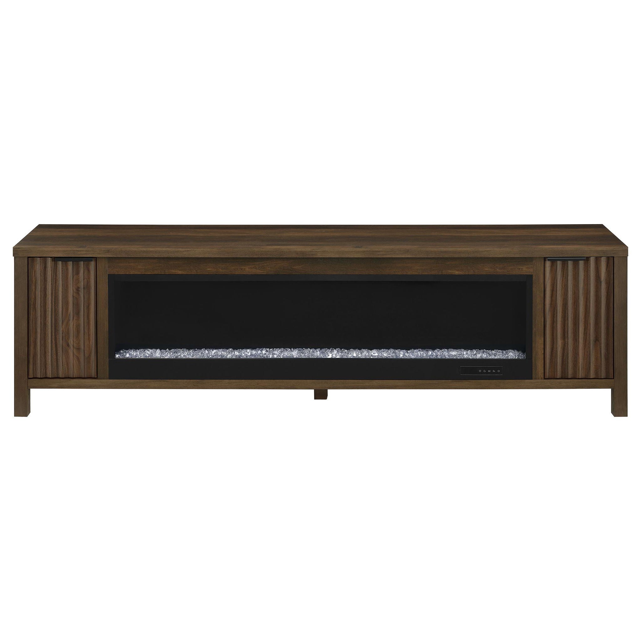 Carey 79-inch TV Stand Fireplace Media Console Dark Pine