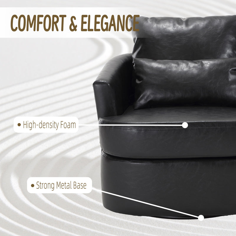 Modern Barrel Comfy Round Accent Sofa Chair, 360 Degree Swivel