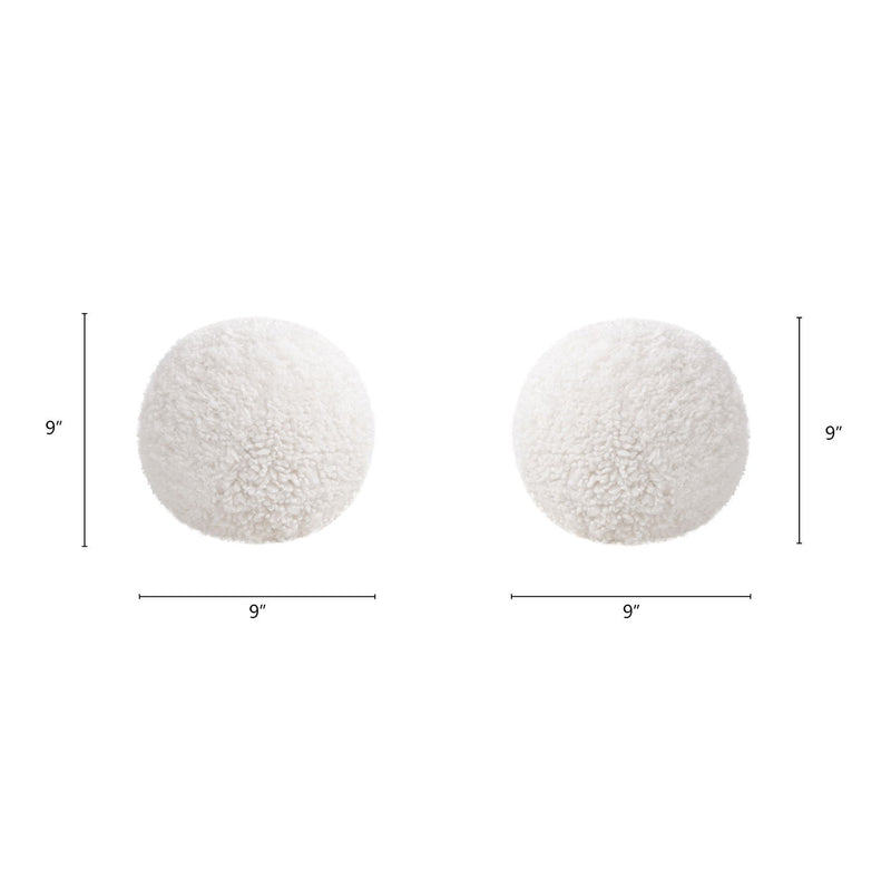 Ayla - Round Sphere Accent Ball Throw Pillow - Curly White