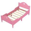Girl's Love Princess Bed Macaron Twin Size Toddler Bed with Side Safety Rails and Headboard and Footboard , Light Pink