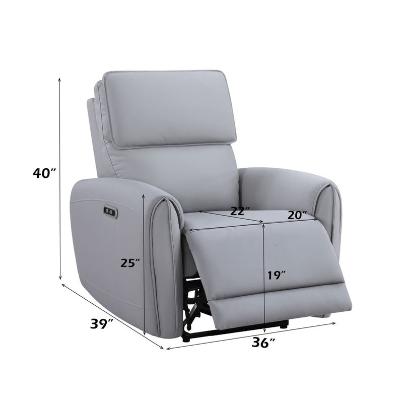 Jeromie - Power Motion Recliner With USB Port - Gray Synthetic Leather