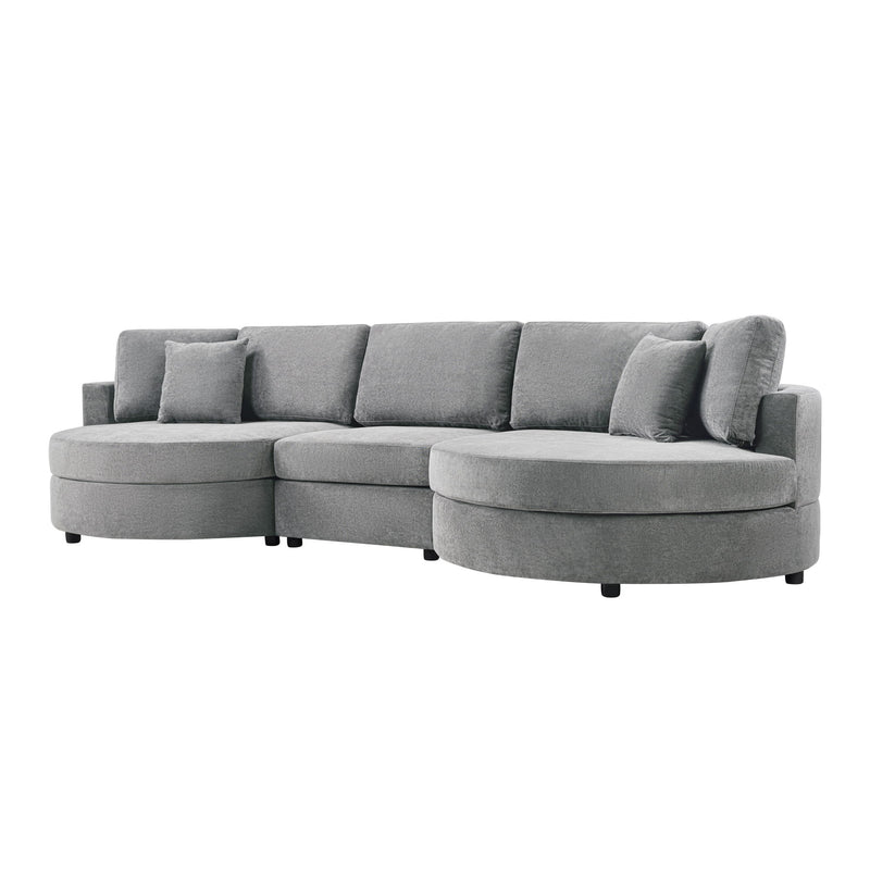 Modern 3 Seater Upholstered Sofa With Curved Design