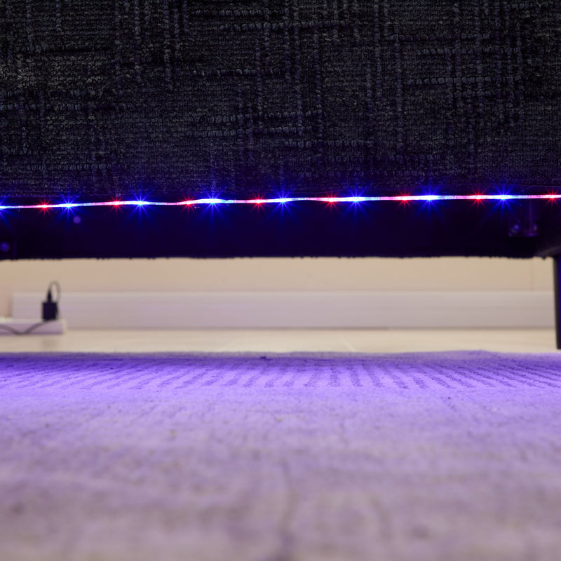Chenille 2 Seater Sofa With LED Light, USB Charging Port, And Storage Bag