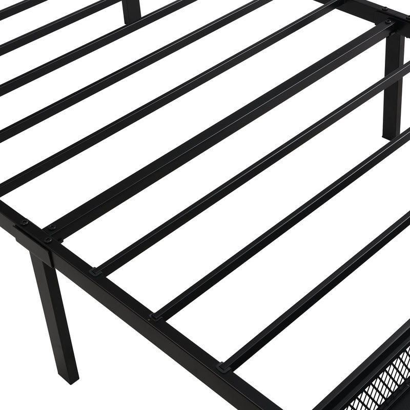 Twin Size Storage Bed Metal Platform Bed with a Big Drawer - Gray