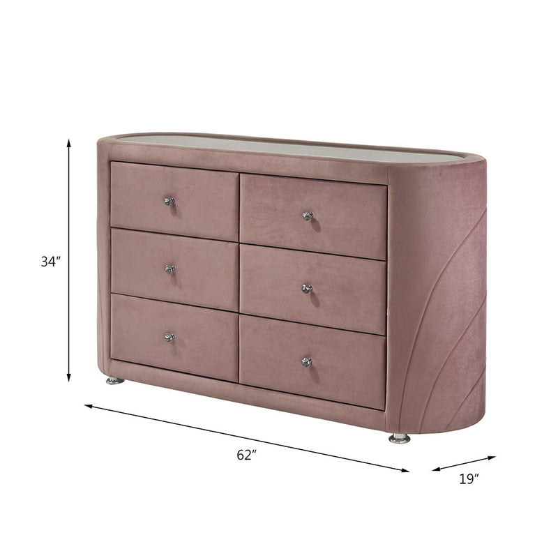 Salonia - Dresser - Pink Velvet - Atlantic Fine Furniture Inc