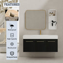 Modern Wall Mounted Bathroom Vanity With Thick Edge Resin Sink And Storage Rack