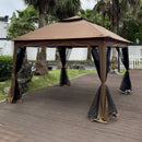 Outdoor Pop Up Gazebo Canopy With 2 Tier Soft Top And Removable Zipper Netting