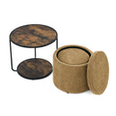Multi Functional Ottoman And Table Set With Drum Stool