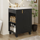 Classic Retro Bathroom Vanity With Sink, Door Shelf, Side Open Storage Frame