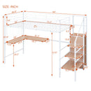 Loft Bed With Desk And Grid, Stylish Frame With Lateral Storage Ladder And Wardrobe