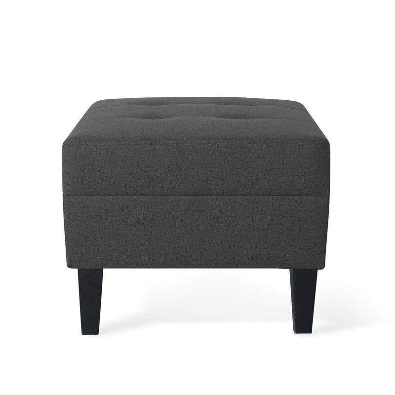 Classic Ottoman With Birch Wood Legs And Fabric Upholstery