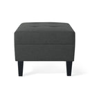 Ottoman With Birch Wood Legs And Cushioned Top For Comfort
