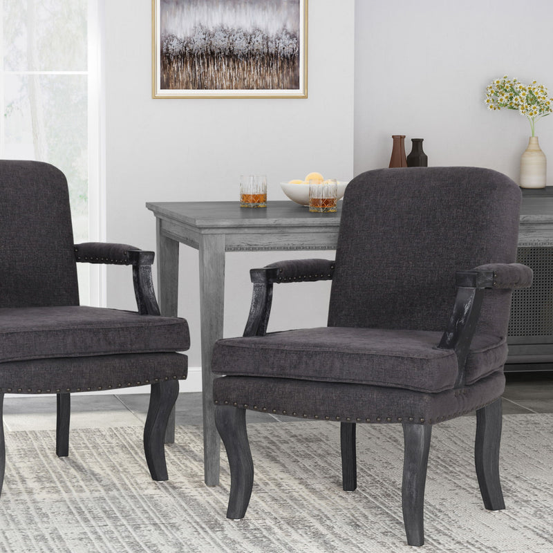 French Country Style Dining Chair With Nailhead Trim