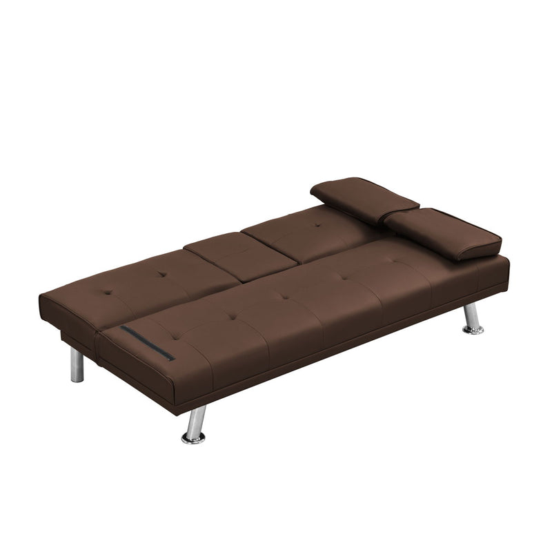 Futon Sofa Bed With Armrest Two Holders