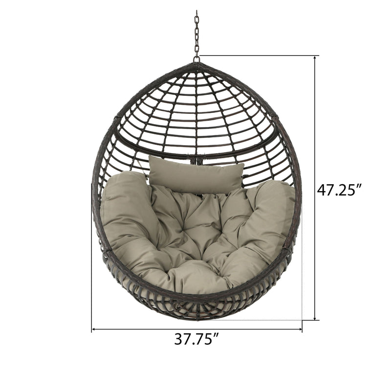 Hanging Basket Chair With Metal Frame And Seat Cushion