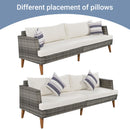 6 Pieces All Weather Sofa Set, Outdoor Rattan Sofa With Double Cushions