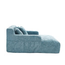 Chenille Interior Lazy Sofa Chaise Longue Armchair With 3 Pillows And Armrests