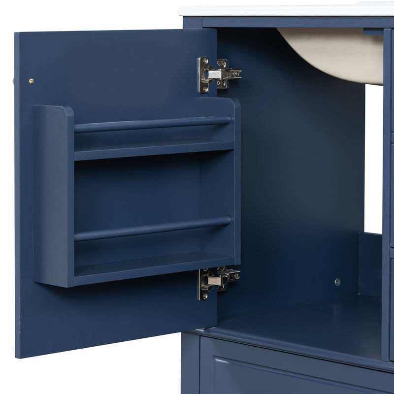 Freestanding Bathroom Vanity With Sink, Soft Close Door, 3 Drawers