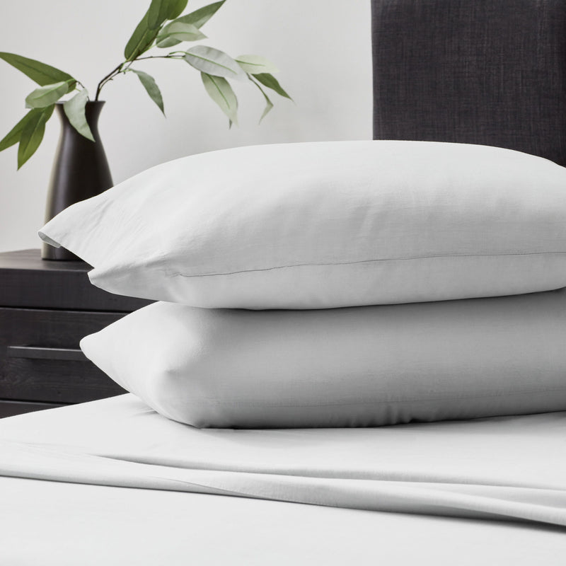 Linen-Weave Cotton Twin Sheet Set - White